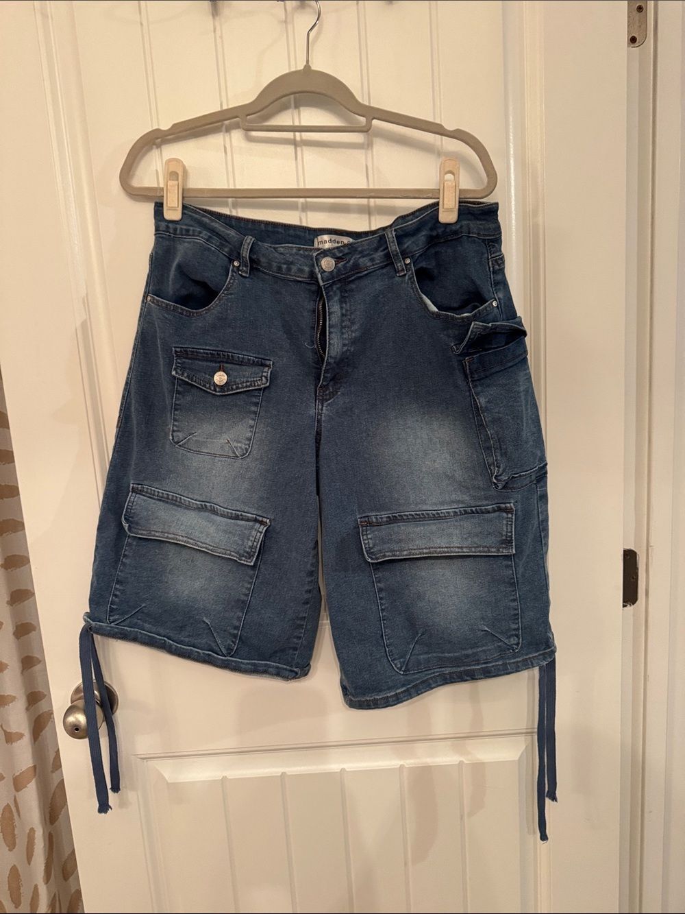 Madden Girl Light Blue Denim Shorts with Contrast Stitching